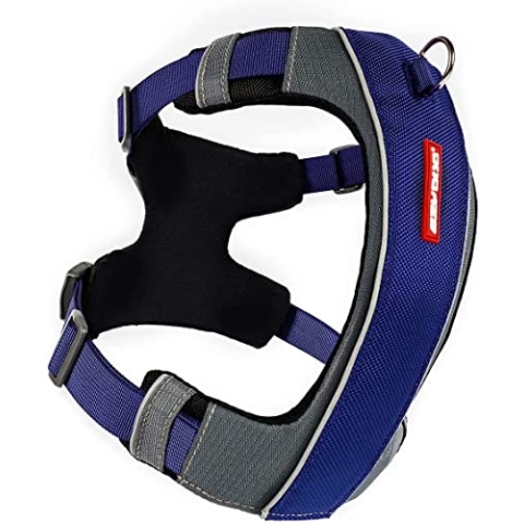 EzyDog No-Pull Hundegeschirr für Kleine Hunde, X-Link Anti Zug Geschirr Hund Verstellbar, Welpengeschirr Einstellbar, Reflektierendes, Größenverstellbar, Brustgeschirr Gepolstert (S, Blau)