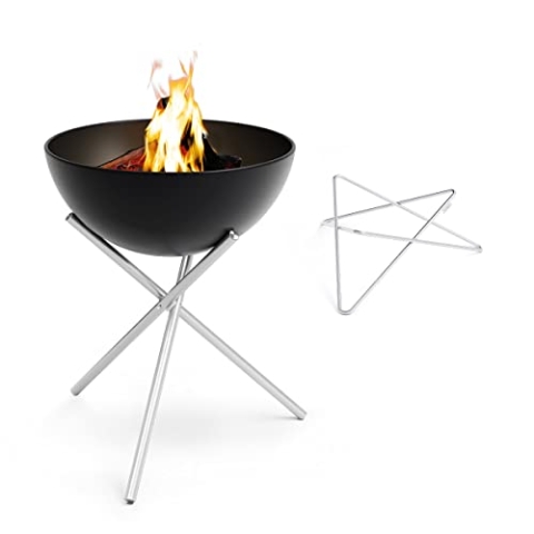 höfats - Bowl 57 Feuerset Flex mit Sternfuß und Dreibein - raucharme Feuerstelle mit Plancha Grillplatte und Grillrost nutzbar - kippbarer Feuerkorb, Stahl emailliert – schwarz, Ø 57 cm