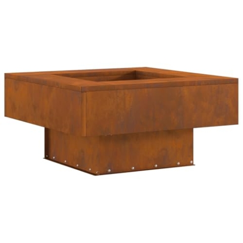 vidaXL industrielle Holzfeuerstelle 60cm quadratisch rostbeständig wetterfester Stahl ideal für gesellige Zusammenkünfte und zum Heizen von Terrasse, Garten, Balkon Cortenwärmer