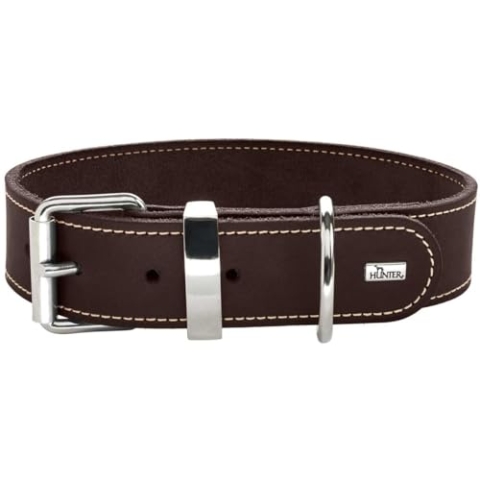 HUNTER AALBORG SPECIAL Hundehalsband, Leder, strapazierfähig, komfortabel, 55 (M), dunkelbraun