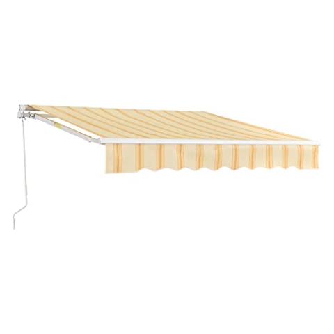 [en.casa] Gelenkarmmarkise Bitonto Klemmmarkise 250 x 200 cm Markise mit Handkurbel Balkon Sonnenschutz Aluminium Terrassenüberdachung Gelb/Weiß