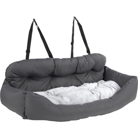 Flamingo Autositz Orlando Grau – A: 100 cm, B: 57 cm, C: 30 cm, XXL, Komfortabel und Geräumig, Perfekt für Große Hunde!