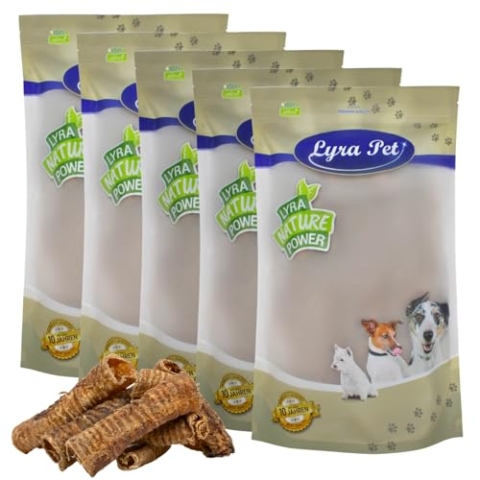 Lyra Pet® 5 kg Rinderstrossen ca. 12-15 cm | Naturbelassener Kausnack zahnreinigend | Leckerli für alle Hunde | Langer Kaugenuss mit viel Proteinen | Schonend getrocknet | Nährstoffreich