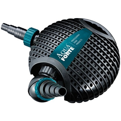 AquaForte O-13.000 Teichpumpe, 130 Watt, maximale Fördermenge 13 m3 pro Stunde, Maximale Förderhöhe 5 Meter, Kabellänge 10 Meter, A-synchronmotor, pumpt Schmutzpartikel bis zu 6 mm