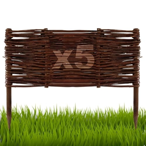 Floranica 5 Stück Beetbegrenzung aus Weide 30 cm x 50 cm Rasenkante aus Weidengeflecht Beeteinfassung Rasenkante Beetzaun Weidenzaun Palisade Abtrennung von Blumenbeetwegen Gartenbeeten