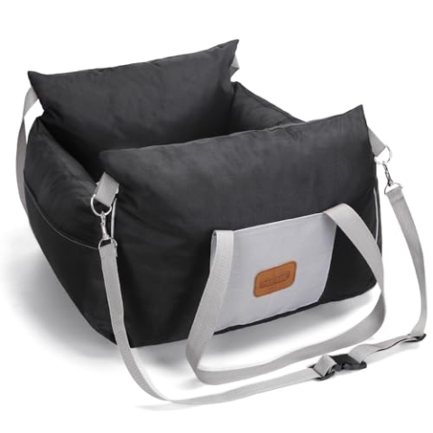 Nobleza Hunde Autositz für kleine Hunde, Waschbarer Hundesitz Auto mit Aufbewahrungstaschen und Wendbarem Kissen, Verdickter Hundeautositz, Hundebett Auto, L58×B56×H33cm