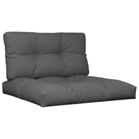 vidaXL Palettenkissen 2-TLG., Palettenpolster für Europaletten, Palettensofa Kissen Indoor Outdoor, Palettenauflage Sitzkissen Rückenkissen, Anthrazit Stoff