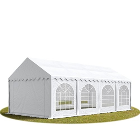 Festzelt Partyzelt 3x9 m Premium, hochwertige PVC Plane 750 N in weiß 100% wasserdicht mit Bodenrahmen