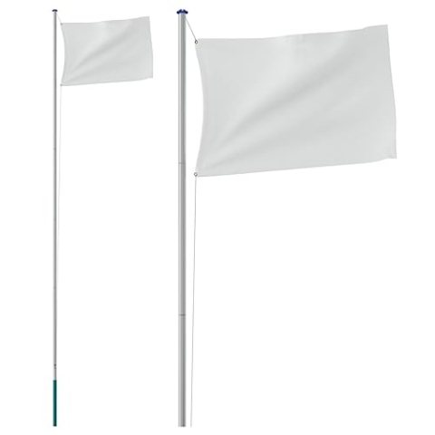 vidaXL Fahnenmast Teilbar, Mast für Nationalflagge, Flaggenmast für Garten Partys Sportveranstaltungen, Fahnenstange Fahnenstange, Silbern Aluminium
