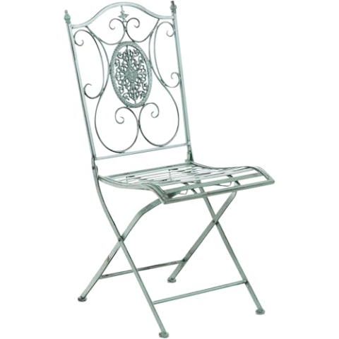 CLP Eisen-Gartenstuhl Sibell| Klappbarer Stuhl mit Verzierungen im Jugendstil | In 6 Farben erhältlich, Farbe:antik-grün