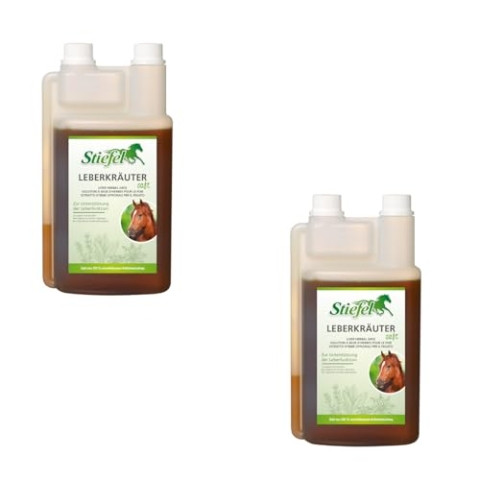 Stiefel Leberkräutersaft | Doppelpack | 2 x 1 l | Flüssiges Ergänzungsfuttermittel für Pferde | Zur Unterstützung der Leberfunktion und zur Regeneration von Leberzellen