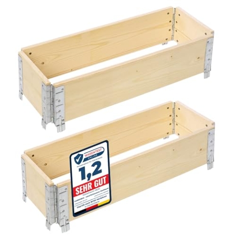 Garronda naturbelassene Hochbeete für Garten Palettenrahmen Hochbeet Holz steckbar stapelbar faltbar für Pflanzen Blumen Kräuter Obst und Gemüse Natural 2 Stück 80x30x20 cm GD-0141