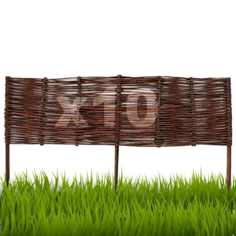 Floranica 10 Stück Beetbegrenzung aus Weide 20 cm x 100 cm Rasenkante aus Weidengeflecht Beeteinfassung Rasenkante Beetzaun Weidenzaun Palisade Abtrennung von Blumenbeetwegen Gartenbeeten