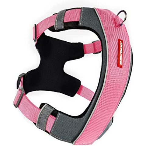 EzyDog No-Pull Hundegeschirr für Mittelgroße und Große Hunde, X- Link Anti Zug Geschirr Hund Verstellbar, Reflektierendes, Größenverstellbar, Brustgeschirr Gepolstert (M, Rosa)