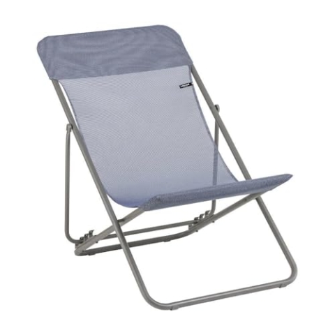 LAFUMA MOBILIER - Mehrpositions-Liegestuhl MAXI TRANSAT - Widerstandsfähiges Batyline-Gewebe - Faltbarer Liegestuhl für Terrasse und Garten - 4 Positionen, Höchster Komfort, Frankreich - Blau Ozean