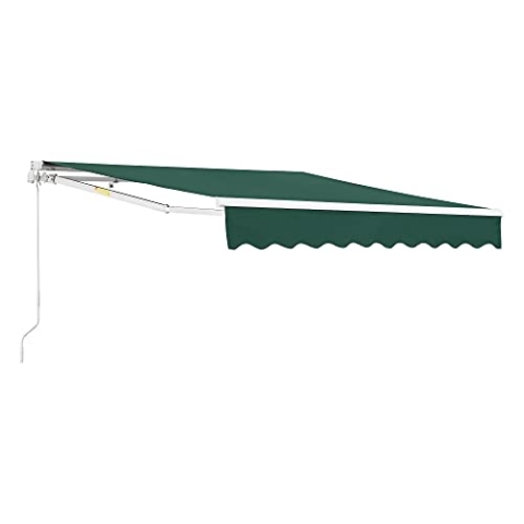 [en.casa] Gelenkarmmarkise Bitonto Klemmmarkise 250 x 200 cm Markise mit Handkurbel Balkon Sonnenschutz Aluminium Terrassenüberdachung Dunkelgrün
