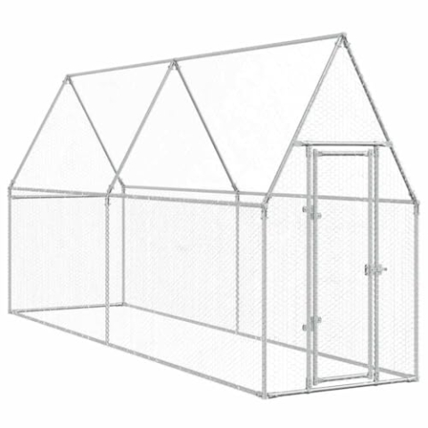 vidaXL Hühnerkäfig Silbern 400x100x190 cm Verzinkter Stahl