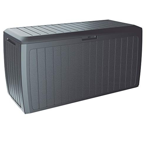 Casaria® Gartenbox Auflagenbox abschließbar Anthrazit 290L UV-beständig Haltegriffe Rollen Verschlussvorrichtung Balkon Garten Kissenbox Aufbewahrungsbox 117x47cm Wetterfest Paneelstruktrur