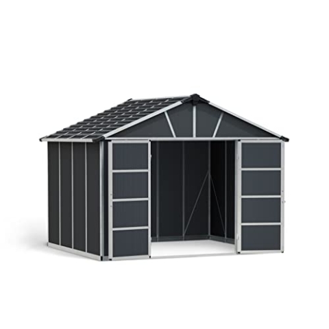 Canopia by Palram Gerätehaus Yukon 11x9 Geräteschuppen Metall 271 x 332 cm Grau Polycarbonatplatten rostbeständig UV-Schutz