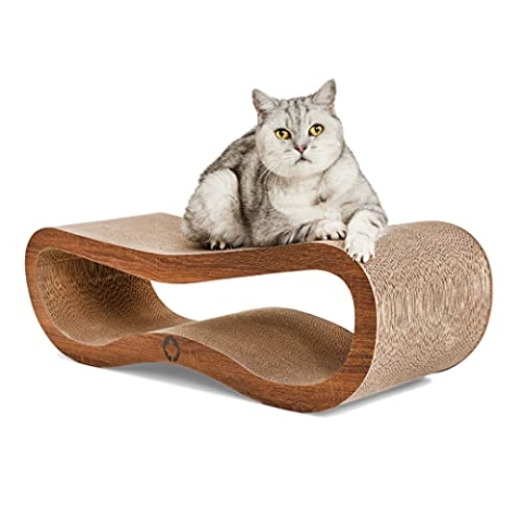 CanadianCat Company | Kratzbrett Orbit | walnussbraun | Kratzmöbel, Lounge für Katzen | Kratzpappe + Katzenminze | ca. 84 x 24 x 23cm