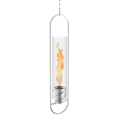höfats - Spin Hängefeuer 120 Silber - Schwebendes Feuer für Indoor und Outdoor - Windlicht, Bioethanolkamin, Bioethanolfeuer aus Edelstahl