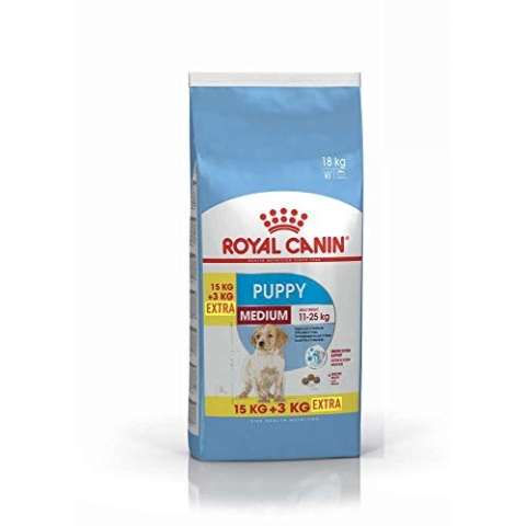 Royal Canin Medium Junior Hundefutter, 15 kg plus 3 kg extra, 1er Pack (1 x 18 kg)