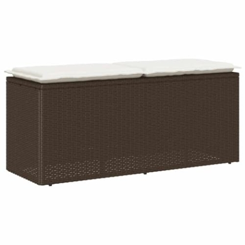 vidaXL Gartenbank mit Kissen Braun 110x40x44 cm Poly Rattan, Terrassenbank, Außenbank, Garten Sitzbank, Outdoor Bank, Sitzbank, Sitzbank Terrasse