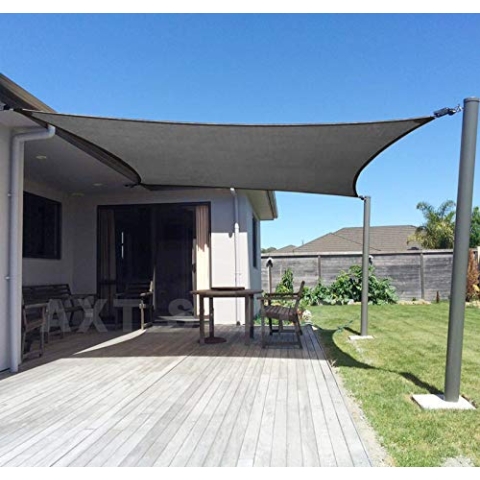 AXT SHADE Sonnensegel Rechteckig 3x4m Atmungsaktiv Wasserdurchlässig Sonnenschutz Wetterschutz Windschutz HDPE mit UV Schutz für Terrasse Balkon Garten-Grau Anthrazit