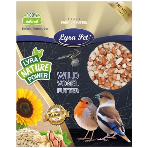 Lyra Pet® | 25 kg Erdnusskerne Splits gemischt blanchiert & mit Haut | Ballaststoffreiches Wildvogelfutter | Teilblanchierte, Geteilte Erdnüsse | Ideal im Sommer & Winter | Energiequelle für Wildvögel