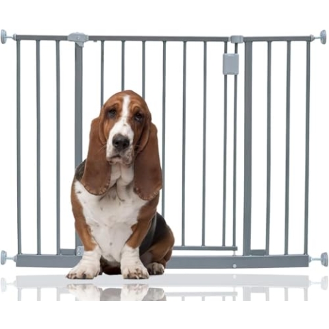Bettacare Extragitter für breite Flure für Hunde, 97cm - 103cm, Grau, Hundeabsperrung mit Druckbefestigung, Sicherheitsbarriere für Welpen in Fluren und großen Räumen, Einfache Installation