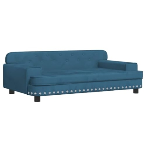 vidaXL Hundebett, Hundekissen mit weicher Polsterung, Hundesofa Hundecouch für kleine Hunde Haustiere, Haustierbett Katzenbett, Blau Samt