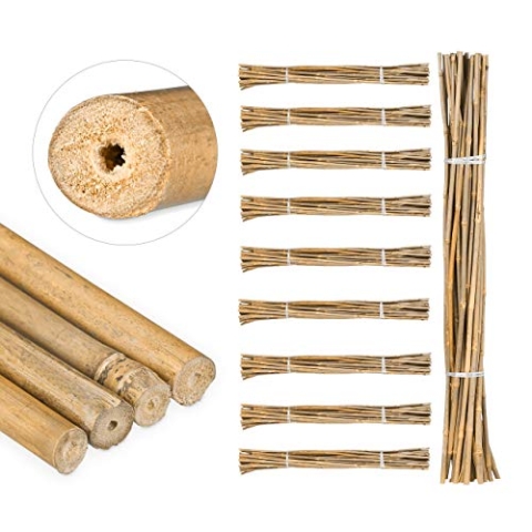 Relaxdays 250 x Bambusstäbe 105cm, aus natürlichem Bambus, Bambusstangen als Rankhilfe oder Deko, Bambusrohre zum Basteln, Natur