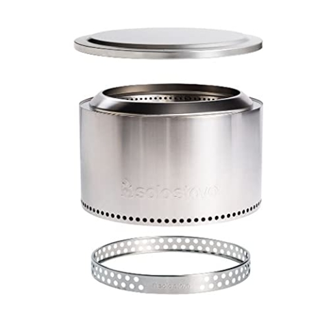 Solo Stove Feuerschale Yukon Essential Set 2.0 | Inkl. Feuerstelle, Standfuß, Deckel, Raucharme Holzverbrennung, Herausnehmbare Auffangschale, Outdoor Feuertonne, 68,5 x 50,5 cm, 18,3 kg