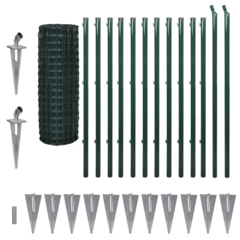 vidaXL Maschendrahtzaun Set 25x1,2m Stahl Grün Maschendraht Gartenzaun Zaun