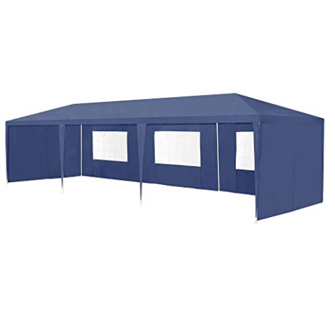 casa.pro Pavillon Wedau Gartenpavillon 900 x 300 x 255 cm verschließbar Partyzelt Stahlrahmen Camping Pavilon stabil Festivalzelt wasserdicht Dunkelblau