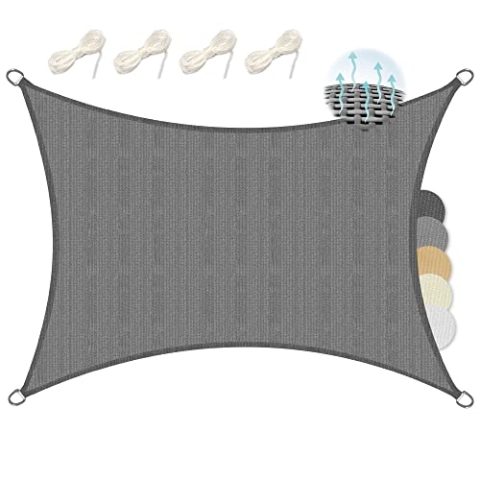 Sol Royal Sonnensegel rechteckig 4x5m Wasserdurchlässig HDPE Atmungsaktiver Balkon Terrasse Sonnenschutz Segel Anthrazit – Segeltuch UV Sonnenschutz Garten Pool Camping - Shade Sails HS9