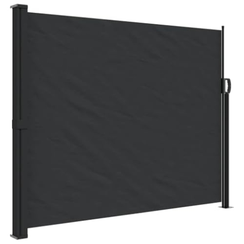 vidaXL Seitenmarkise, Wandmarkise mit PU-Beschichtung, Sichtschutz für Balkon Terrasse Garten, Windschutz Markise, Ausziehbar Schwarz Polyester