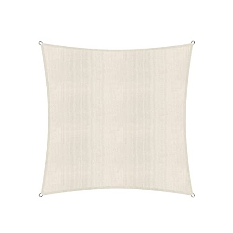 Lumaland Sonnensegel Quadrat | 4 x 4 Meter Wetterbeständiger Sonnenschutz inkl. Befestigungsseile | Terrasse, Garten & Balkon Schattenspender mit UV-Schutz [Creme]