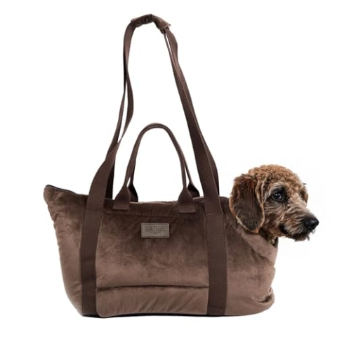bo&flash Hundetragetasche Portland Claudelle – Taupe – Hundetasche für kleine Hunde bis 7 kg – Komfortable & stilvolle Hundetasche – Hundetransporttasche waschbar & nachhaltig