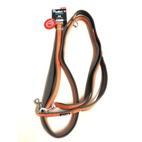 Petlando Outdoor-Führleine orange 3 m mit Sicherheitsgriff und reflektierenden Streifen M (3 m / 2,5 cm)
