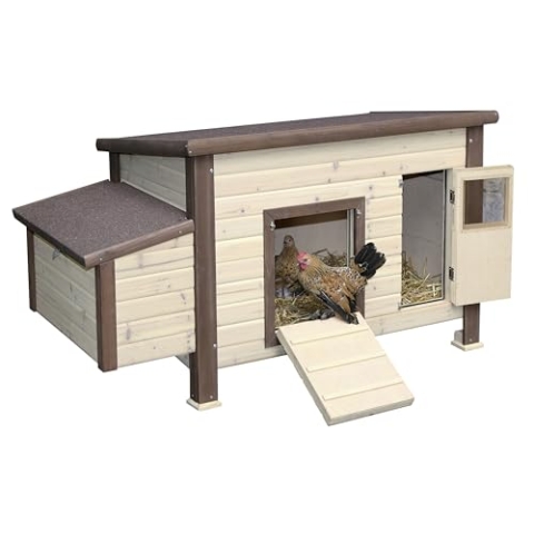 Kerbl Thermo Hühnerstall No frost (Stall beheizbar, Maße 146x74x82 cm, inkl. Trafo für Stromversorgung, doppelwandige Bauweise mit Isolierung, Wandstärke 3,5 cm, inkl. Legenest + Sitzstangen) 82844