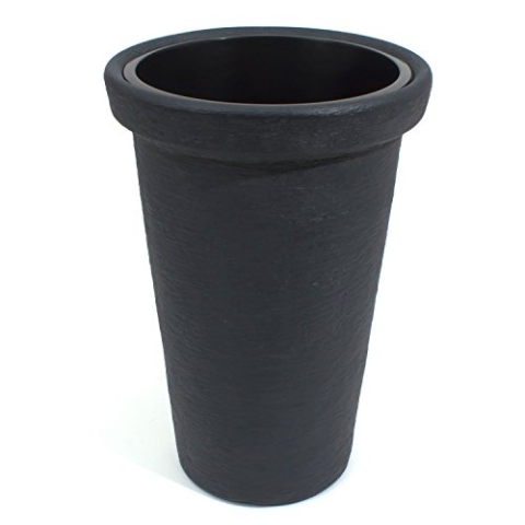 58 Liter riesiger Blumentopf Anthrazit massiv Optik Höhe 800 mm Übertopf Kunststoff
