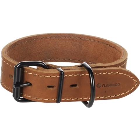 Halsband Montana Leder BREIT Cognac M 35-45CM 35MM