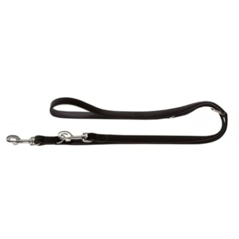 HUNTER SOFTIE Verstellbare Führleine für Hunde, Kunstleder, samtig, pflegeleicht, 2,0/200 cm, schwarz