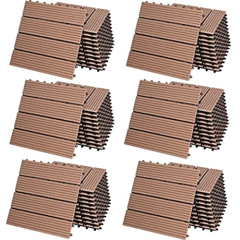 Casaria® WPC Fliesen 30x30cm 66er Set 6m² Stecksystem Drainage Zuschneidbar Terrasse Balkon Garten klick Klassik Terrakotta