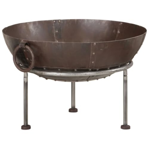 vidaXL Feuerschale, Feuerstelle für Garten Terrasse Camping, Feuerkorb mit 2 Griffen 3 Beinen, Gartenfeuer Gartenschale Outdoor Feuerschale, Eisen