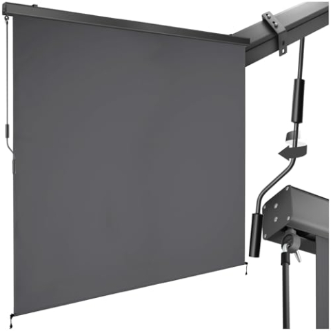 tectake® Markise, Senkrechtmarkise, Sonnenschutz Balkon Sichtschutz Terrasse, Flexible Trennwand für Pergola, Garten, Windschutz, Sonnenschutz, Balkonsichtschutz - schwarz, 200 x 250 cm