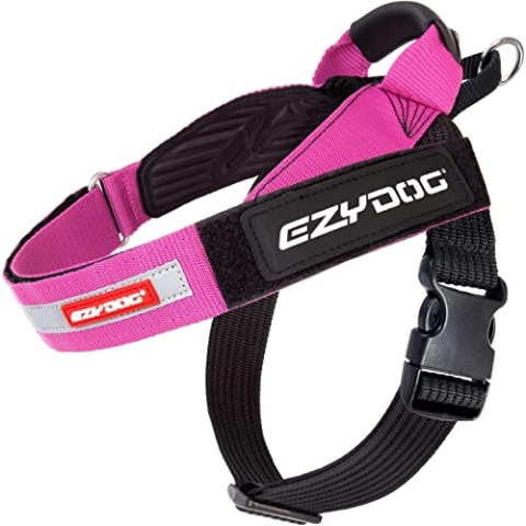 EZYDOG Express Hundegeschirr | Hundegeschirr für kleine, mittelgroße und große Hunde, abgewinkeltes, ergonomisches Design, geformter Griff, leicht zu lösende Seitenschnalle (M, Rosa)