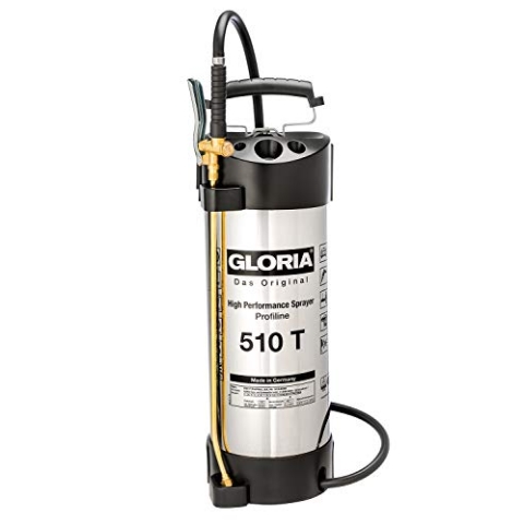 GLORIA Hochleistungssprühgerät 510 T Profiline | 10 L Füllinhalt | Profi-Drucksprüher aus rostfreiem Edelstahl | Mit Zeigermanometer | 6 bar | Ölfest