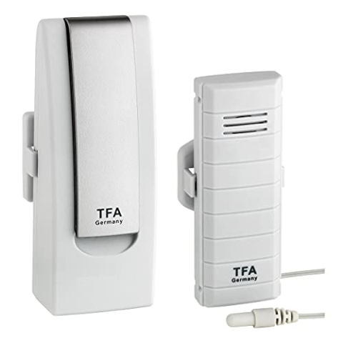 TFA Dostmann Weatherhub Starter-Set, mit Temperatursender, mit wasserfestem KabelFühler, SmartHome, Abruf über Smartphone, ideals für Kühlger‰te/Teich/Pool, L 40 (44) x B 28 (32) x H 104 mm